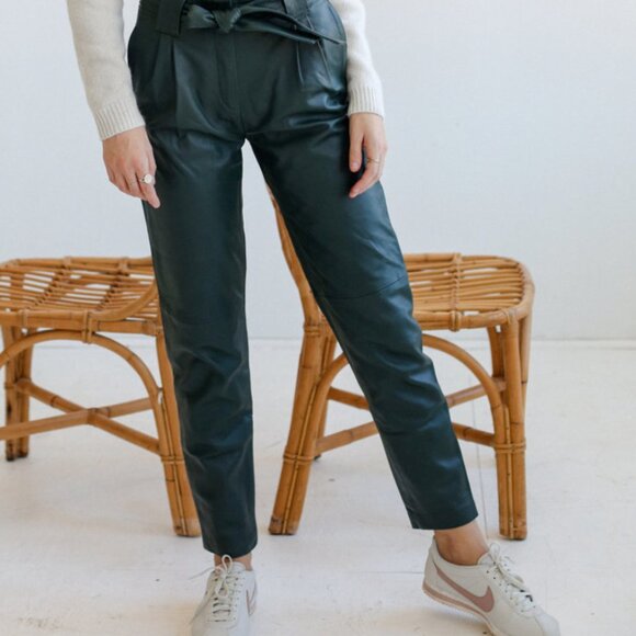 Just Female Need Supply Sago Leather Pants Trousers - Pine Grove Green - XS - Picture 3 of 4